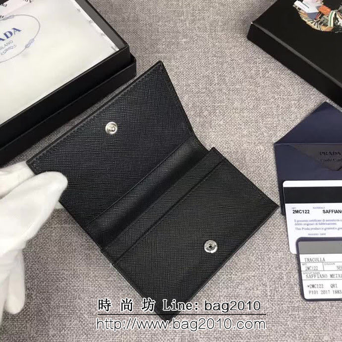 PRADA普拉達 專櫃最新爆款 頂級原單十字紋牛皮 男士卡包 2MC122 DD1765